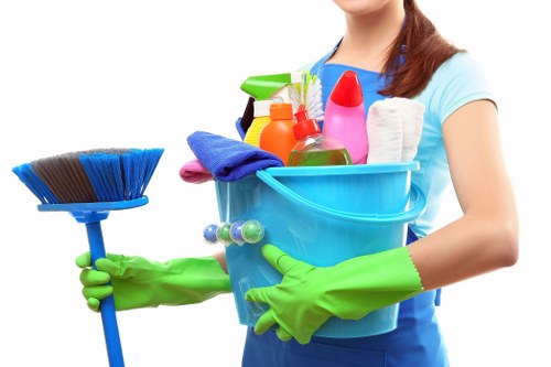 Carpet cleaning team following emergency and safety procedures