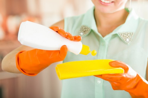 Professional cleaner in Putney refreshing a modern home interior